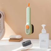 Automatic pressing liquid long handle shoe brush with soft bristles