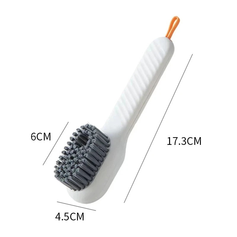 Automatic pressing liquid long handle shoe brush with soft bristles