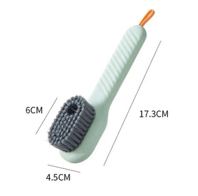 Automatic pressing liquid long handle shoe brush with soft bristles